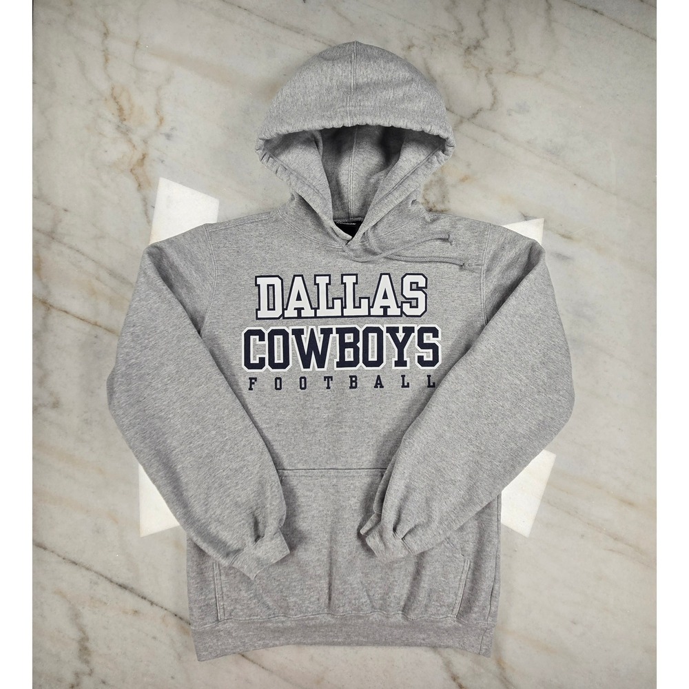 VTG Reebok Dallas Cowboys Hoodie Mens Small Gray Football Pullover Heavyweight